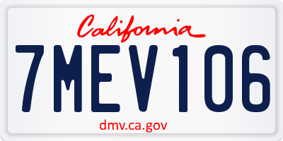 CA license plate 7MEV106