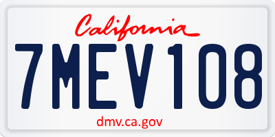 CA license plate 7MEV108