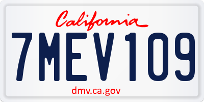 CA license plate 7MEV109