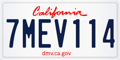 CA license plate 7MEV114