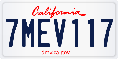 CA license plate 7MEV117