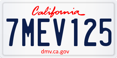 CA license plate 7MEV125