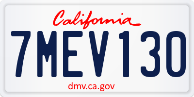 CA license plate 7MEV130
