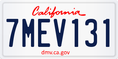 CA license plate 7MEV131