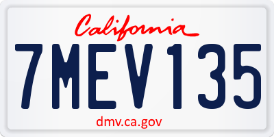 CA license plate 7MEV135