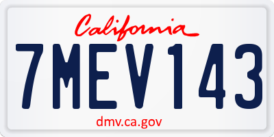 CA license plate 7MEV143