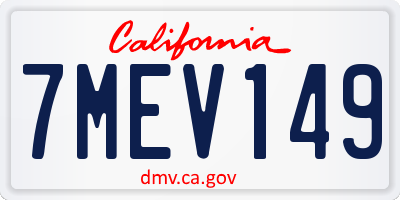CA license plate 7MEV149