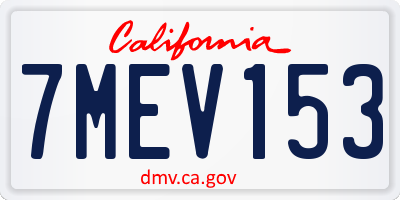 CA license plate 7MEV153