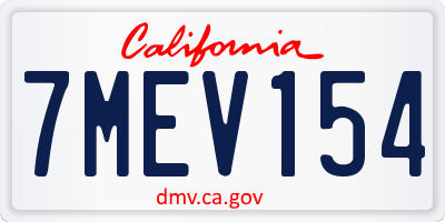 CA license plate 7MEV154