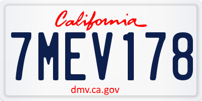 CA license plate 7MEV178