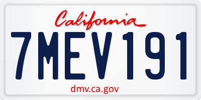 CA license plate 7MEV191