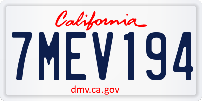 CA license plate 7MEV194