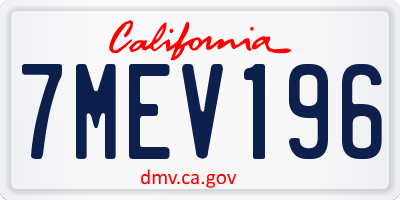 CA license plate 7MEV196