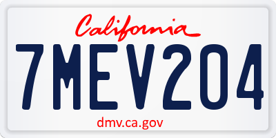 CA license plate 7MEV204