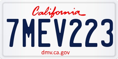 CA license plate 7MEV223