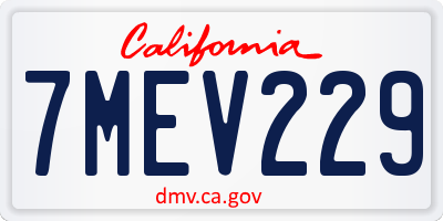 CA license plate 7MEV229