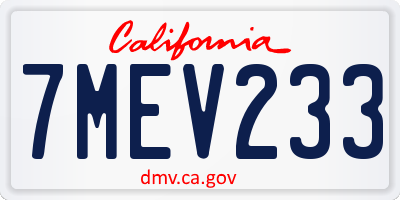 CA license plate 7MEV233