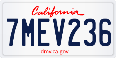 CA license plate 7MEV236