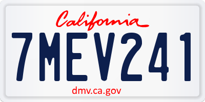 CA license plate 7MEV241