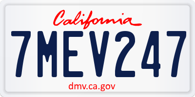 CA license plate 7MEV247