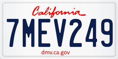 CA license plate 7MEV249