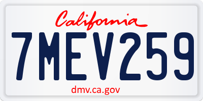 CA license plate 7MEV259