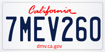 CA license plate 7MEV260