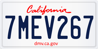CA license plate 7MEV267