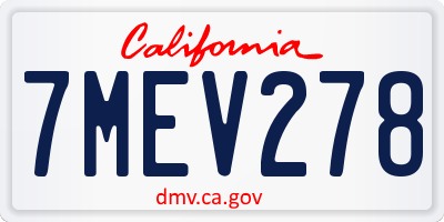 CA license plate 7MEV278