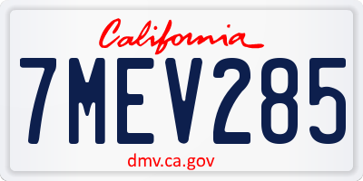 CA license plate 7MEV285
