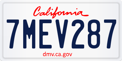 CA license plate 7MEV287