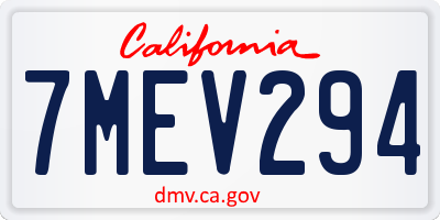 CA license plate 7MEV294
