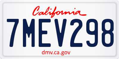CA license plate 7MEV298
