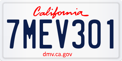 CA license plate 7MEV301