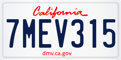 CA license plate 7MEV315