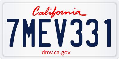 CA license plate 7MEV331