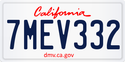 CA license plate 7MEV332