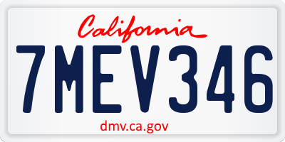 CA license plate 7MEV346