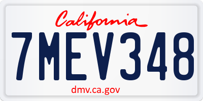CA license plate 7MEV348