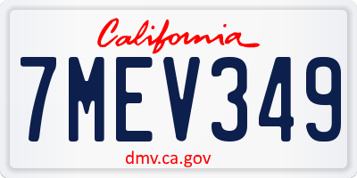 CA license plate 7MEV349
