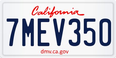 CA license plate 7MEV350