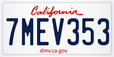 CA license plate 7MEV353