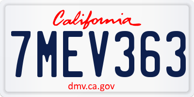 CA license plate 7MEV363