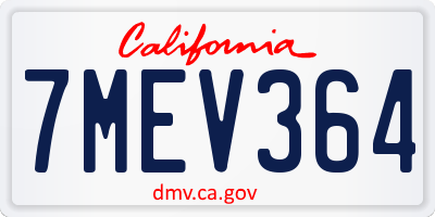 CA license plate 7MEV364