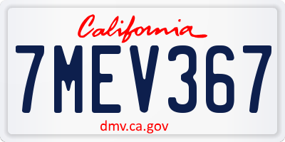 CA license plate 7MEV367
