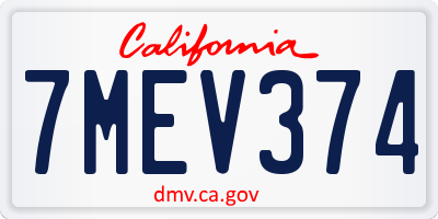 CA license plate 7MEV374