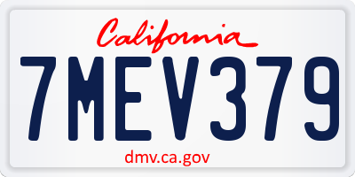 CA license plate 7MEV379