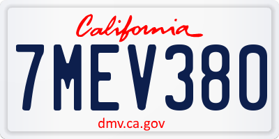 CA license plate 7MEV380