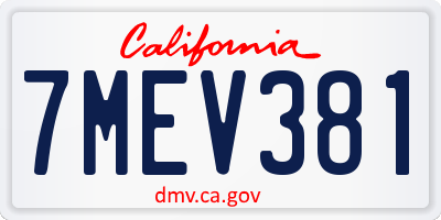 CA license plate 7MEV381