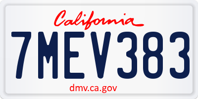 CA license plate 7MEV383